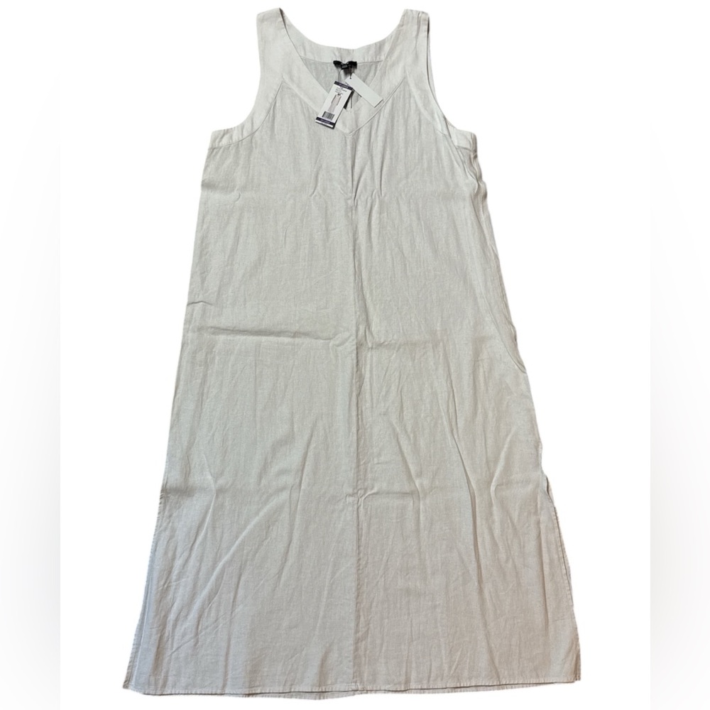 DKNY White Sleeveless V-Neck Linen Maxi Dress, size XX-Large, NWT - Picture 5 of 9